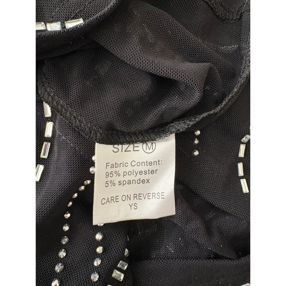 NWT Mew Mews Black Rhinestone Maxi Evening Statement Dress M New Years Eve NEW - Picture 13 of 16